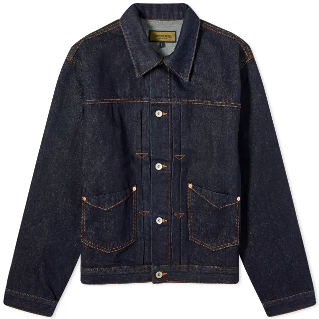 Uniform Bridge Men's Type-2 Stitch Denim Trucker Jacket Indigo Washed