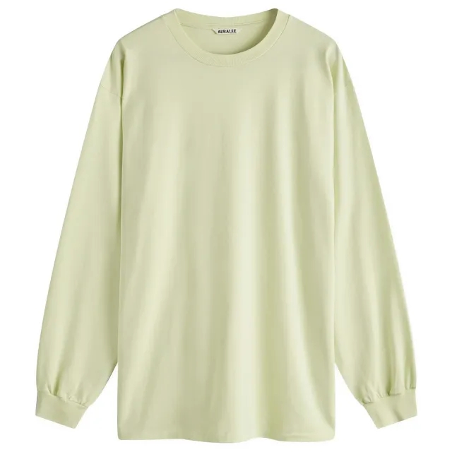 Auralee Men's Luster Plaiting Long Sleeve T-Shirt Lime Yellow