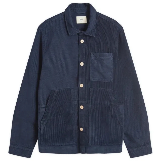 Folk Men's Worker Jacket Navy Cord Mix