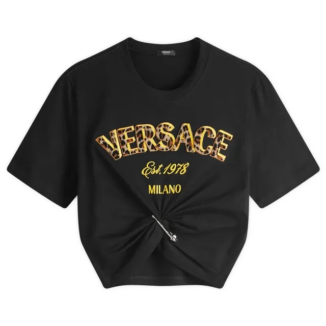 Versace Women's Leopard T-Shirt Black/Multi