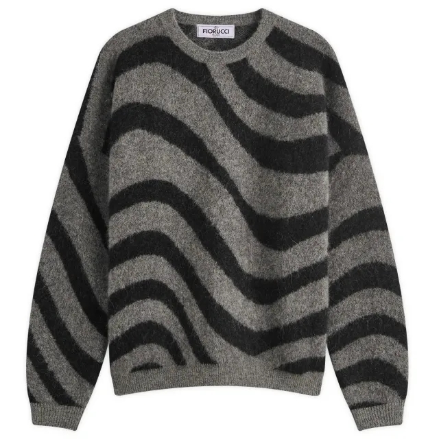 Fiorucci Women's Black Candy Stripe Mohair Sweater Black Stripes