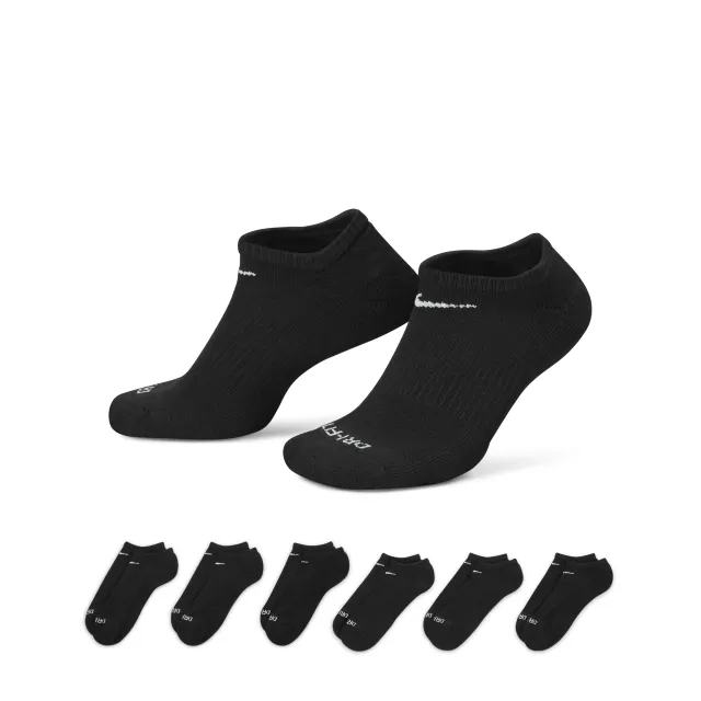 Nike Everyday Plus Cushioned No Show Socks (6 Pack), Black