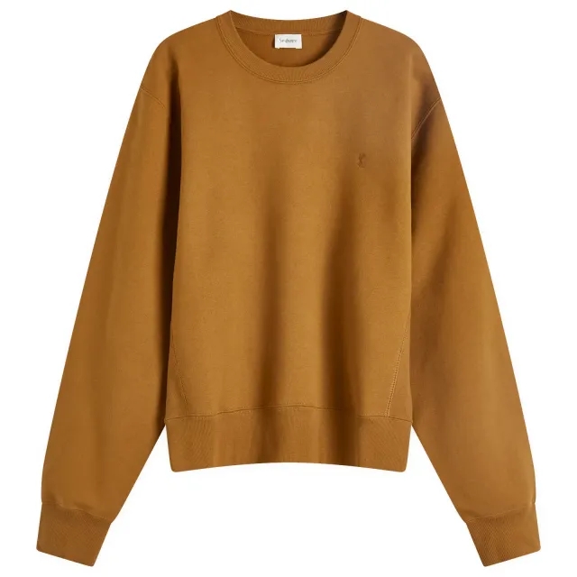 Saint Laurent Men's Embroidered Logo Sweatshirt Golden Brown