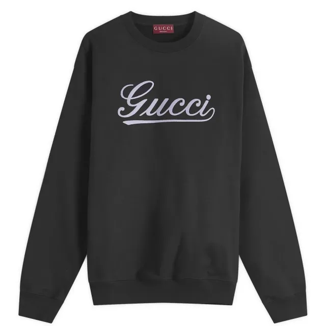 Gucci Men's Script Logo Crew Neck Sweatshirt Black