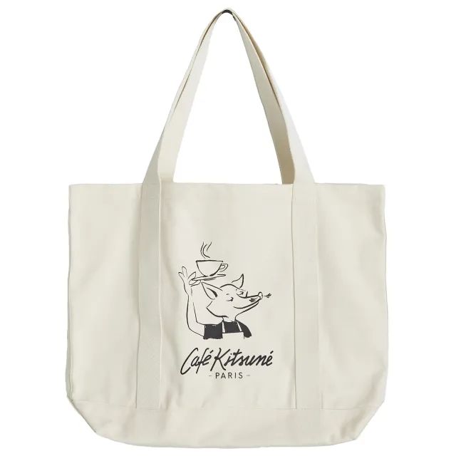 Maison Kitsuné Maison Kitsune Café Kitsuné Fox Tote Bag Tapioca