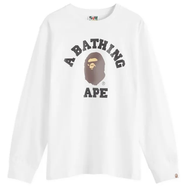A Bathing Ape Men's Long Sleeve College T-Shirt White