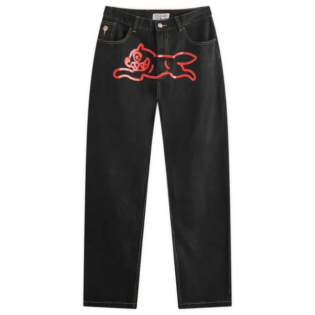 ICECREAM Men's Running Dog Double Scoop Straight Leg Jean Black