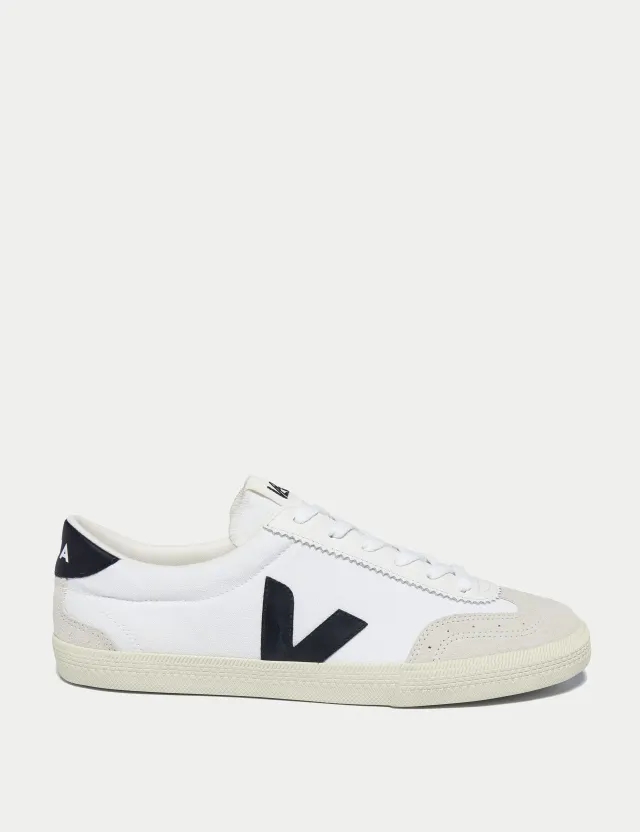 VEJA Women's Volley Canvas Trainers - White Black -  Size: UK 3