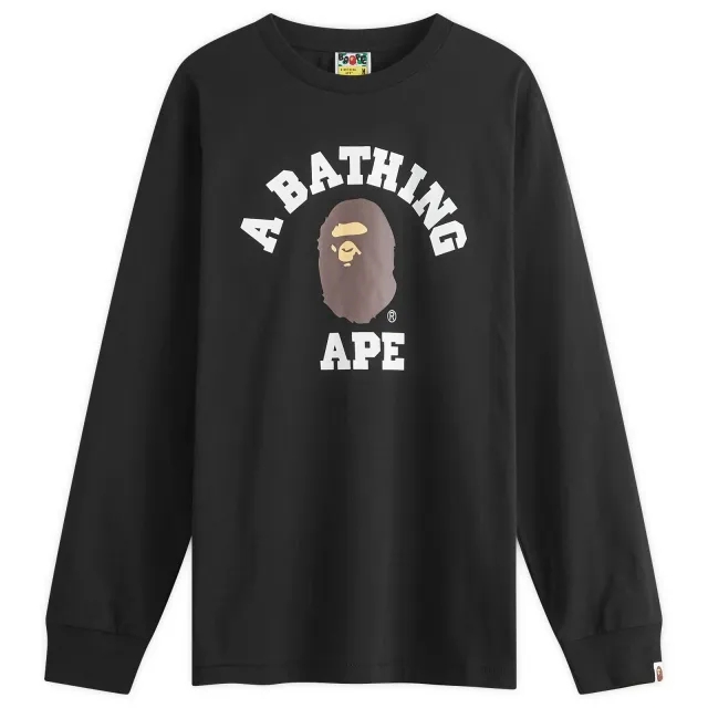 A Bathing Ape Men's Long Sleeve College T-Shirt Black