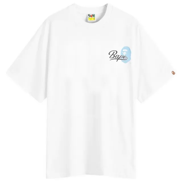 T-Shirt A Bathing Ape Cursive College Logo Relaxed Fit Short Sleeve Tee White L