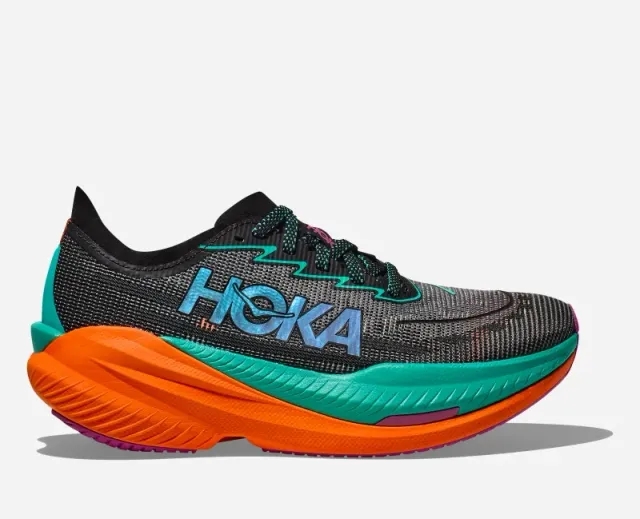 Hoka One One HOKA Men's Mach X 2 Road Running Shoes in Black/Electric Aqua