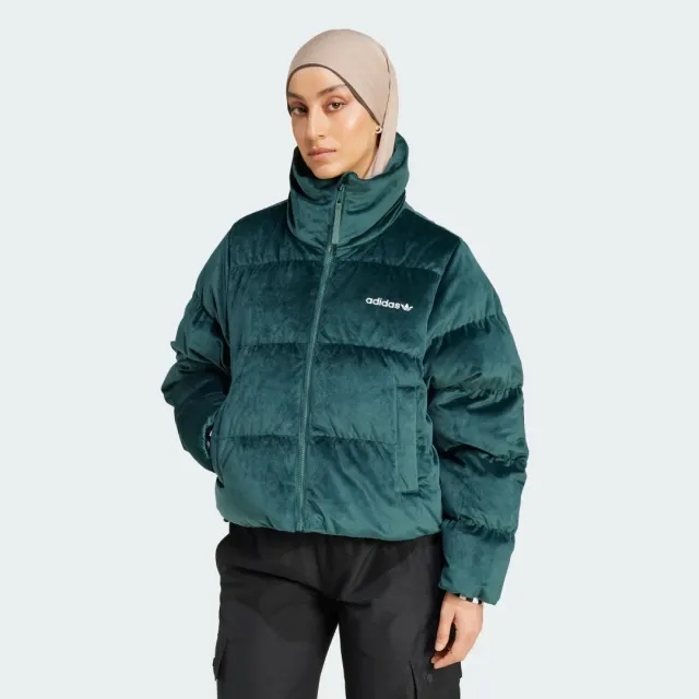 Adidas Originals Regen Velvet Down Puffer Jacket In Green