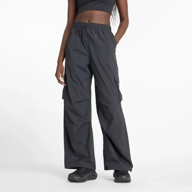 New Balance Women's Nylon Cargo Pant in Black Polywoven