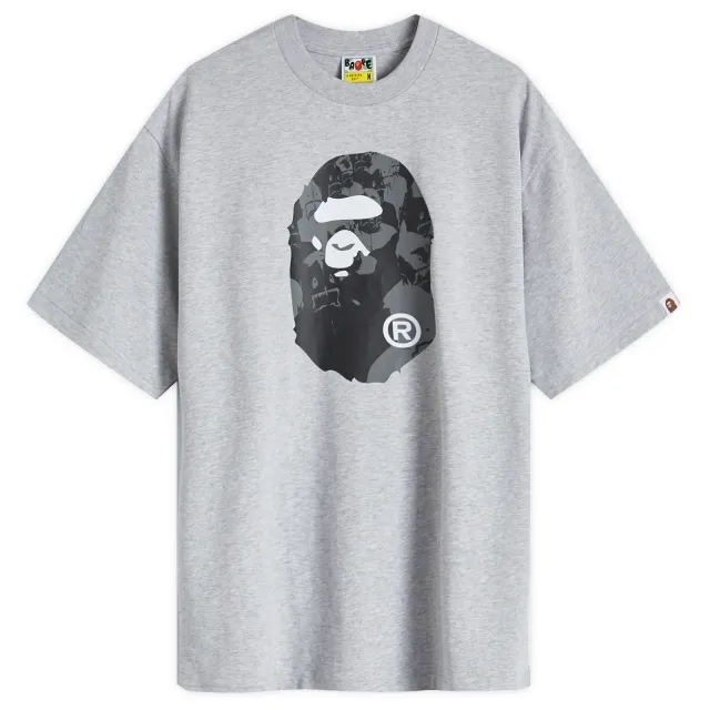 A Bathing Ape Men's Shark College Logo T-Shirt Grey