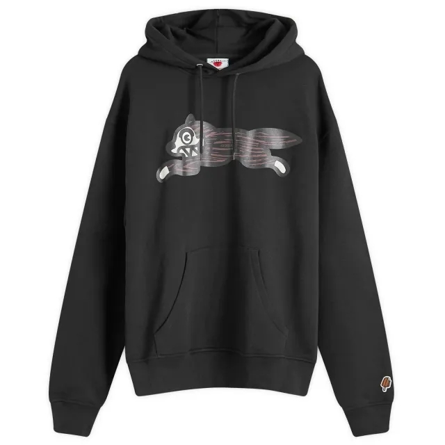 ICECREAM Men's Woodgrain Running Dog Popover Hoodie Black