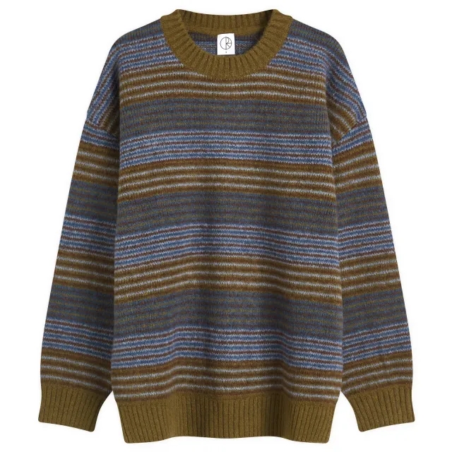 Polar Skate Co. Men's George Stripe Jumper Blue Green Stripe