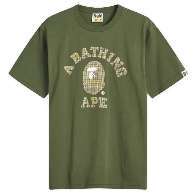 A Bathing Ape Men's Bitmap College T-Shirt Olive