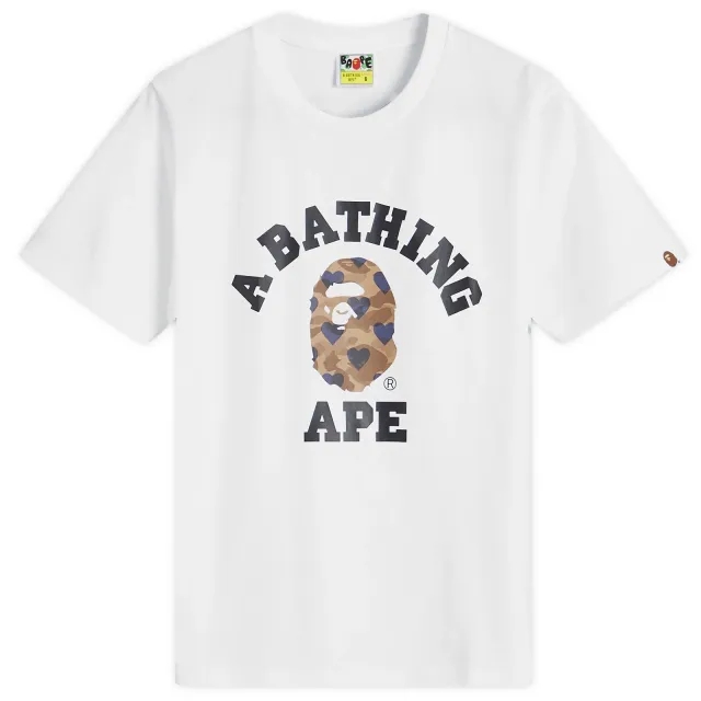 A Bathing Ape Women's I love Bape College Tee White X Brown