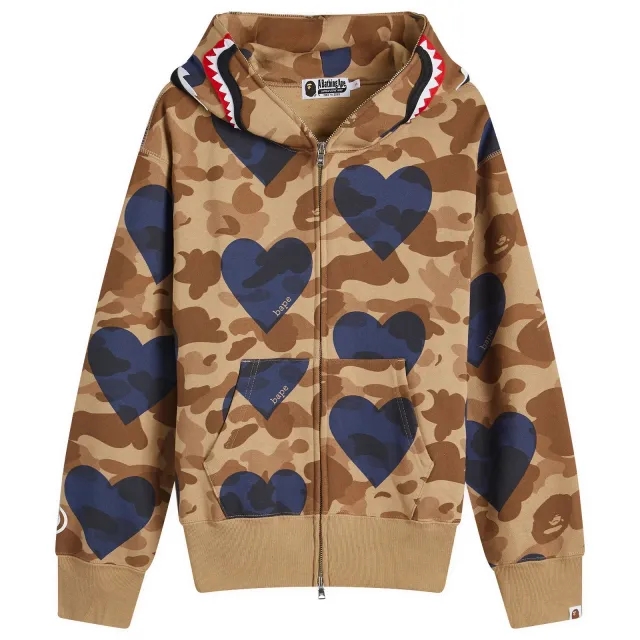 A Bathing Ape Women's I Love Bape Shark Full Zip Hoodie Brown