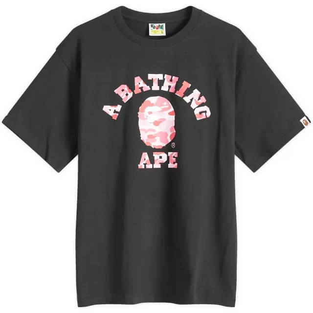 A Bathing Ape Men's ABC Camo College T-Shirt Black/Pink