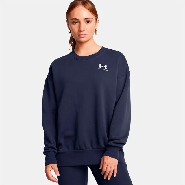 Women's  Under Armour  Icon Fleece Oversized Crew Midnight Navy / White L