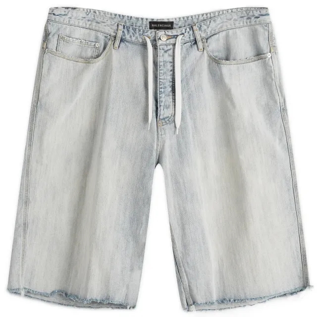 Balenciaga Men's Loose Denim Shorts Bleached Ring