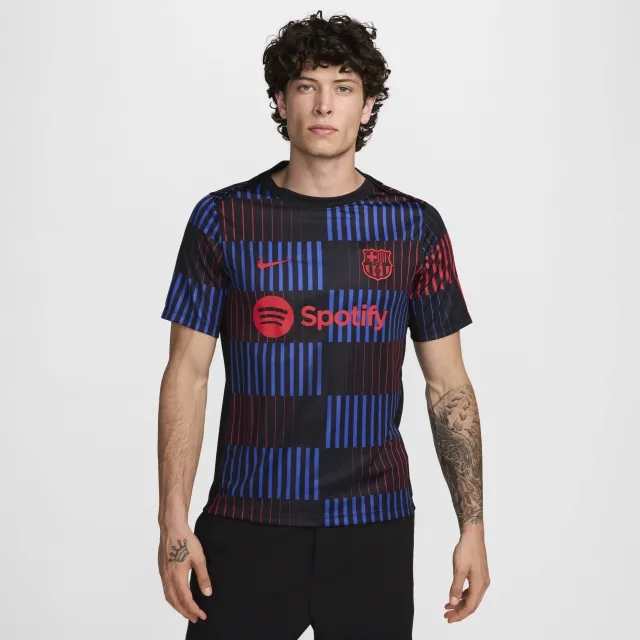 F.C. Barcelona Academy Pro Away Men's Nike Dri-FIT Football Pre-Match Short-Sleeve Top - Black - Polyester