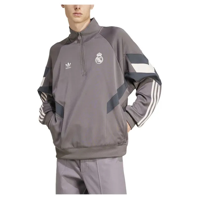 Adidas Real Madrid Originals Crew Half Zip Sweatshirt  - Grey