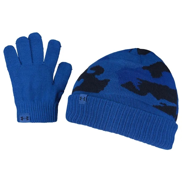 Boys'  Under Armour  Beanie/Glove Combo Tech Blue / Tech Blue OSFM