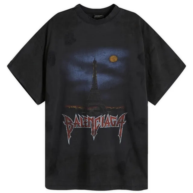 Balenciaga Men's Double Front T-Shirt Wash Black