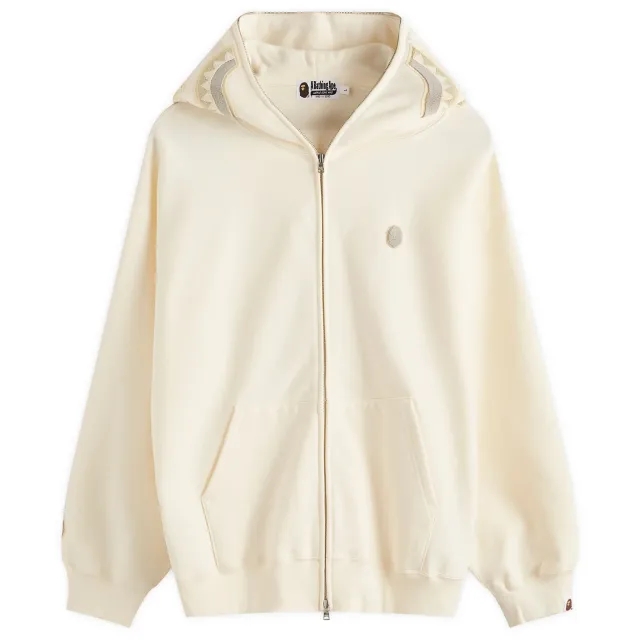 A Bathing Ape Men's One Point Shark Full Zip Hoodie Ivory