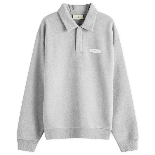 Bram's Fruit Men's Gardening Polo Half Zip Sweat Grey