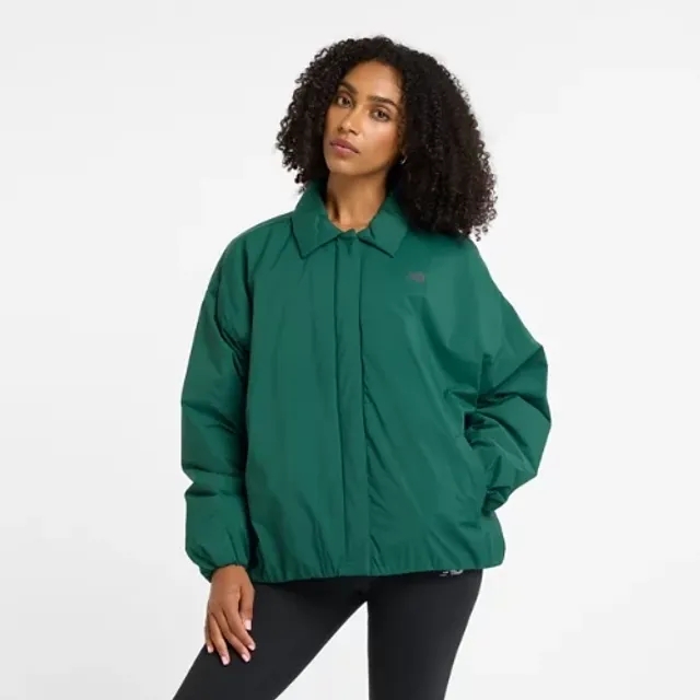 New Balance Women's Coaches Jacket in Green Nylon Woven