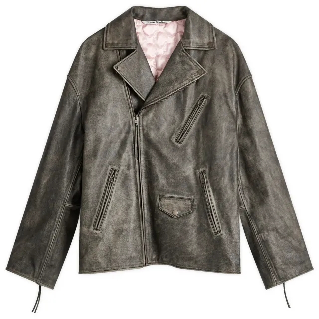Acne Studios Men's Liker Sanding Leather Jacket Black