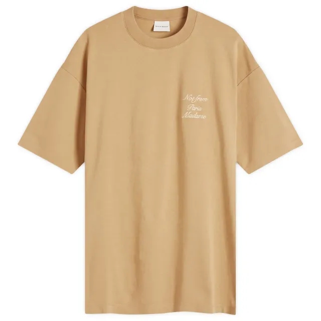 Drôle De Monsieur Le T-Shirt Slogan Calligraphy Men Shortsleeves Brown
