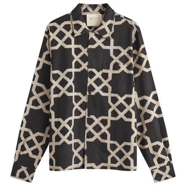 Kardo Men's Chintan Block Print Shirt Black