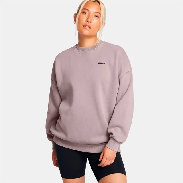 Women's  Under Armour  Icon Heavyweight Fleece Oversized Crew Tetra Gray / White XS