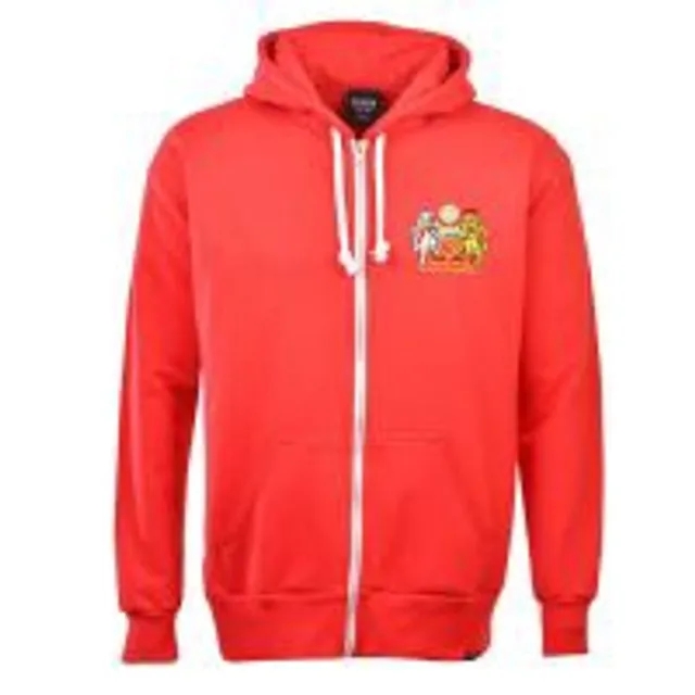 Manchester Reds Zipped Hoodie -  Red