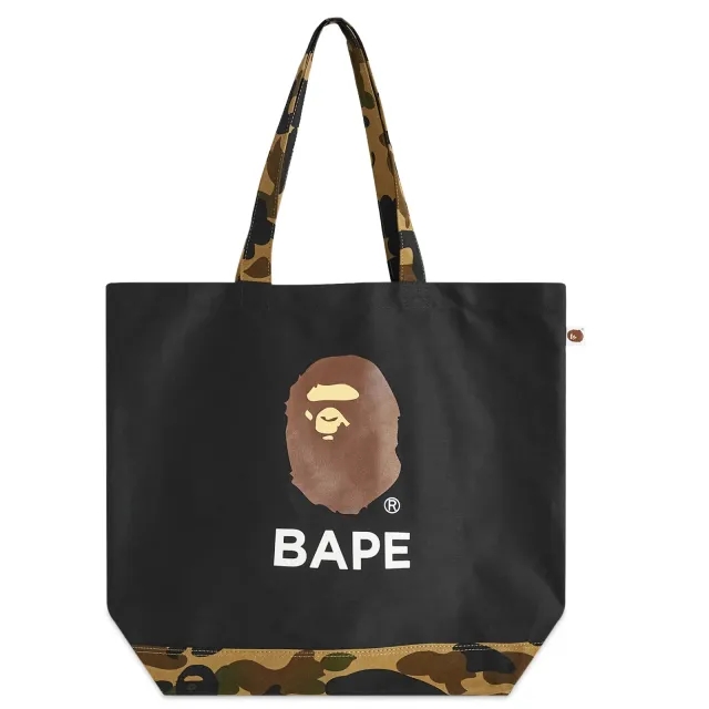 A Bathing Ape Men's 1st Camo Ape Head Tote Bag Black