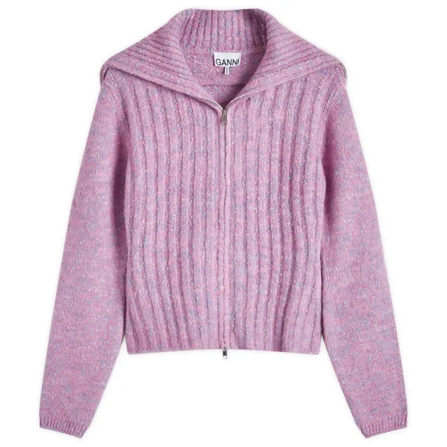 GANNI Women's Alpaca Cotton Mix Highneck Rose Violet