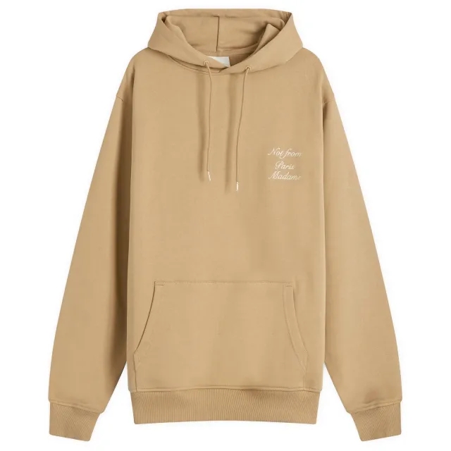 Drôle de Monsieur Men's Not From Paris Madame Calligraphy Hoodie Ice Brown