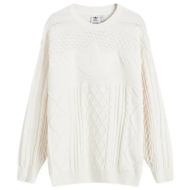adidas Originals Womens 70s Knitted Trefoil Sweater - White - Size XL - White