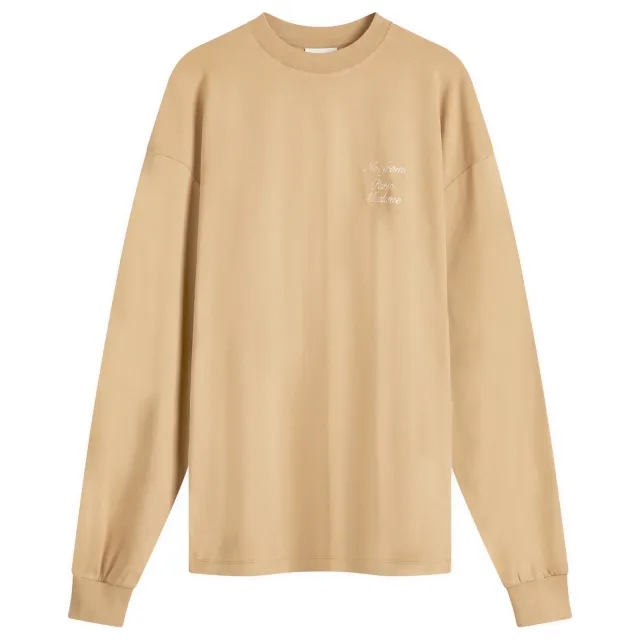 Drôle de Monsieur Men's Not From Paris Madame Calligraphy Long Sle Ice Brown