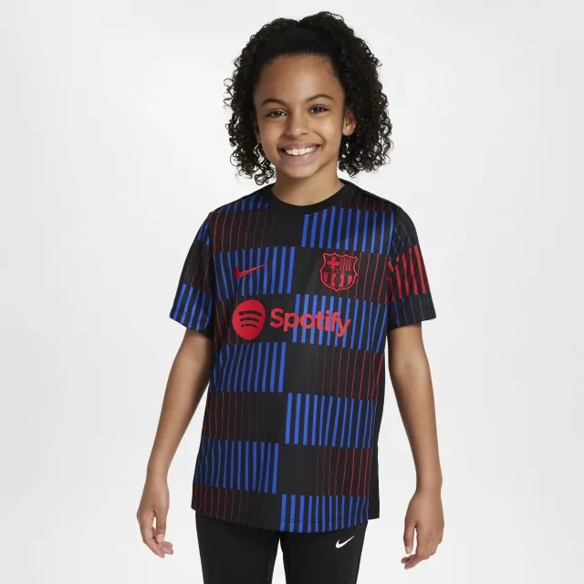 F.C. Barcelona Academy Pro Away Older Kids' Nike Dri-FIT Football Pre-Match Short-Sleeve Top - Black - Polyester