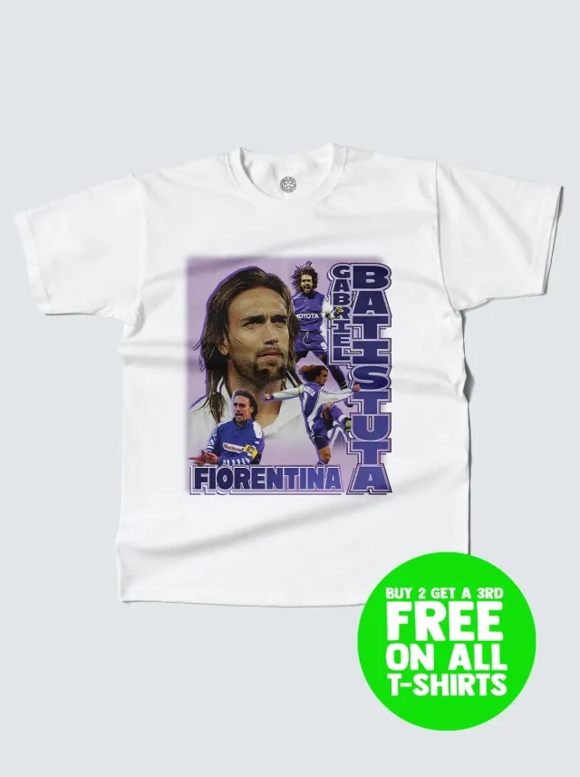 FIORENTINA BATISTUTA BOOTLEG TEE | Cult Kits, Small / Fiorentina / Black