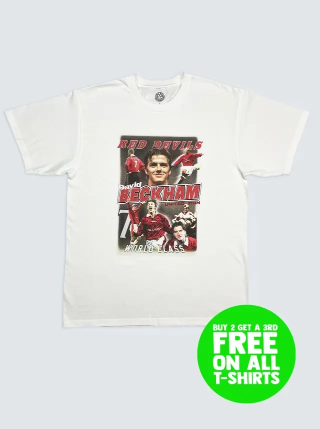 MANCHESTER UNITED BECKHAM BOOTLEG TEE | Cult Kits, Small / Manchester United / Black