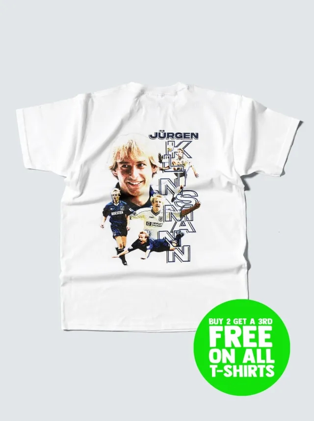 TOTTENHAM HOTSPUR JURGEN KLINSMANN BOOTLEG TEE | Cult Kits, Small / Tottenham / White
