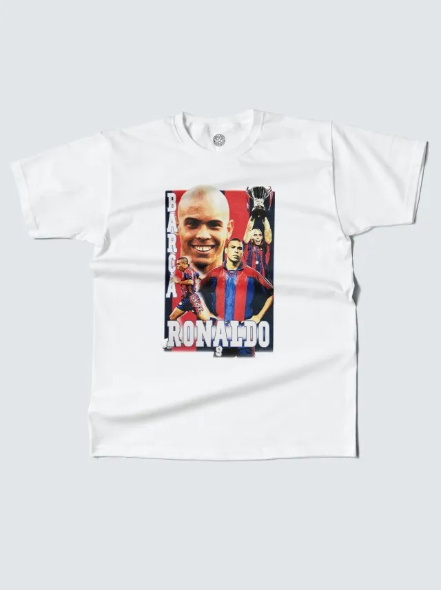 BARÇA RONALDO BOOTLEG TEE | Cult Kits, Small / Barcelona / Black