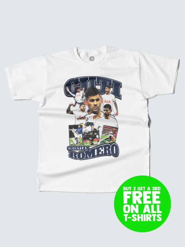 TOTTENHAM HOTSPUR ROMERO BOOTLEG TEE | Cult Kits, Small / Tottenham / White
