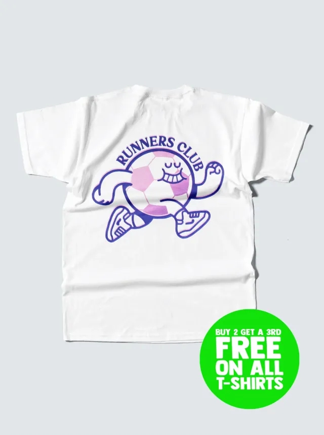 RUNNERS CLUB FOOTBALL TEE | Cult Kits, Small / Runners Club / White